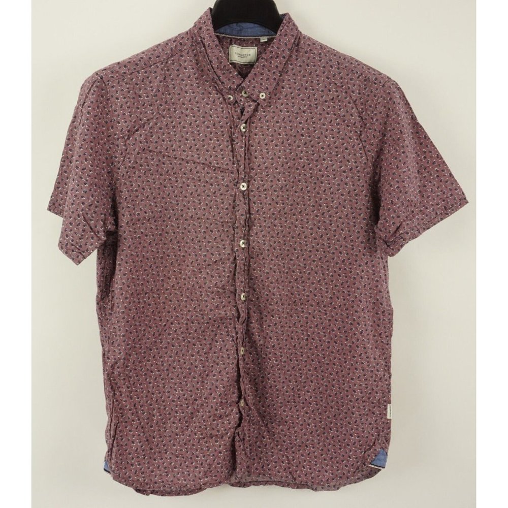 7 Diamonds Men's Large Short Sleeve Pink Floral Lightweight Button‎ Down Shirt